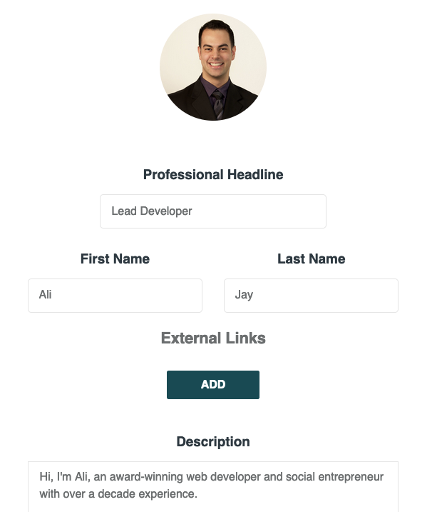 CareerHub Talent Profile example